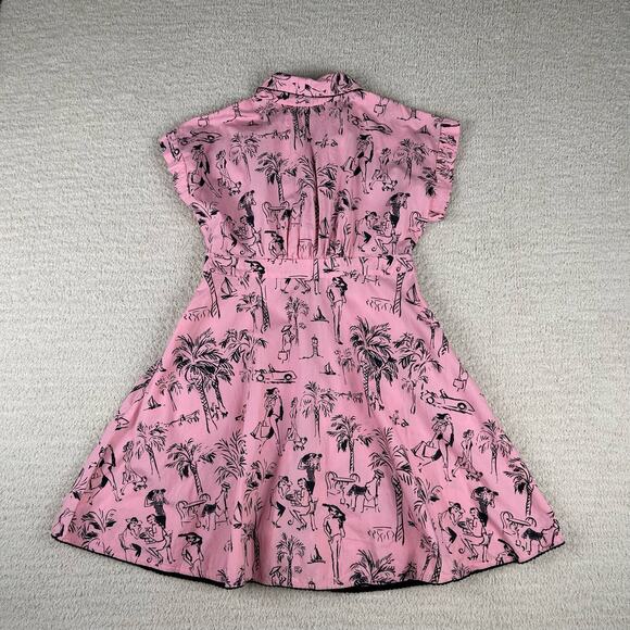 Zara Girls Dress 9Y Pink Tropical Button Front Shirt‎ Dress - Picture 7 of 11